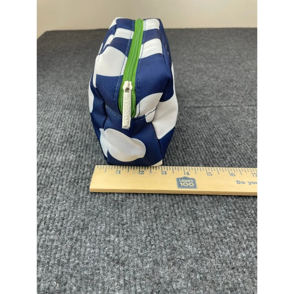 Clinique x Kate Spade New York Navy Blue White Stripe Polka Dot Makeup Bag Pouch